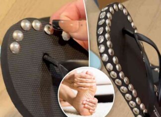dy-fashion-mimicking-celebrity-brand-with-tacks-in-flip-flops